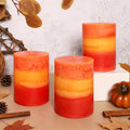 3×4 Inch Orange Pillar Candles, Pumpkin Scented Candles - 35+ Hour Long Lasting Clean Burning, Fall Harvest Celebration Aromatherapy Candles for Thanksgiving Day Dinner Table Décor, Set of 3