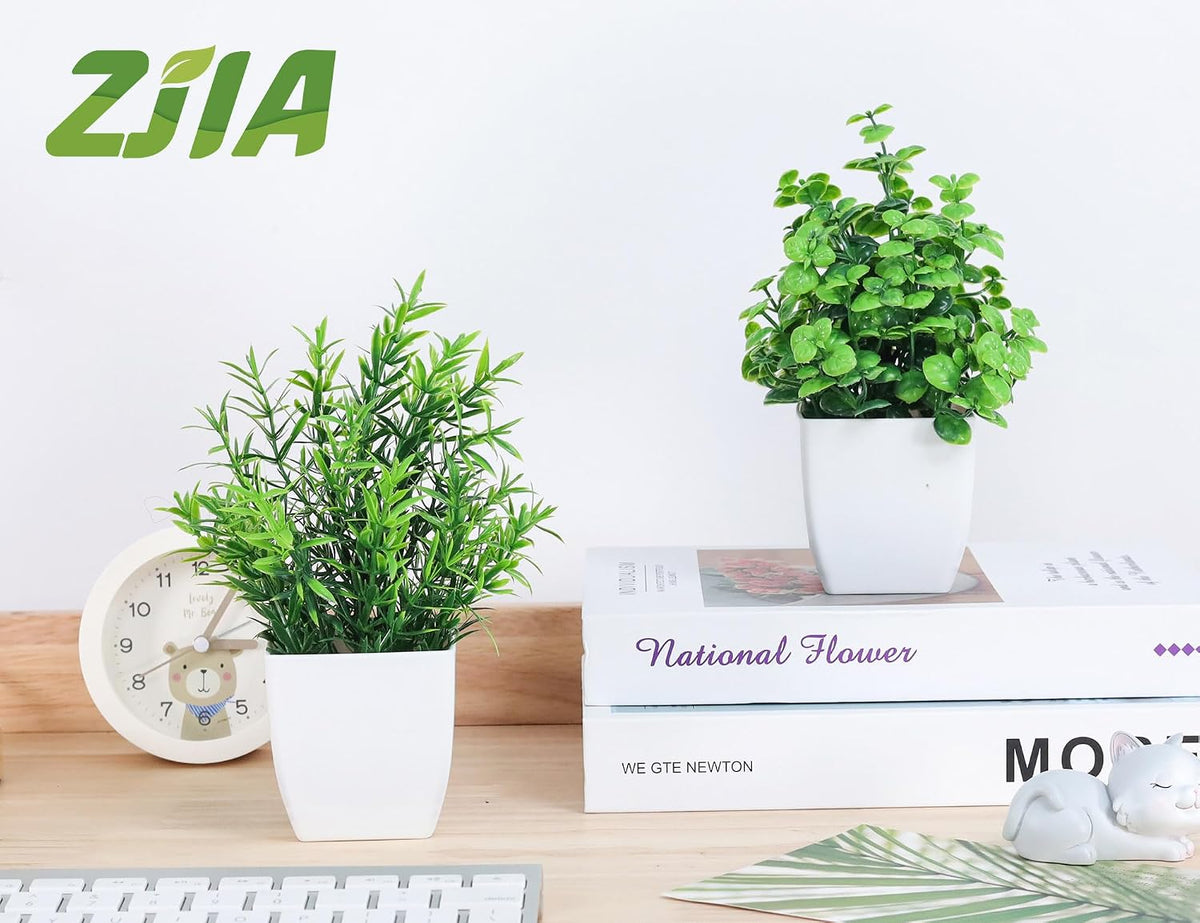 2 Pack Small Fake Plants, Potted Eucalyptus Bathroom Home Decor Indoor