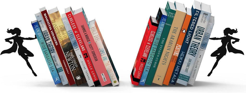 Decorative Bookends - Supergal 2X- Heavy Duty Metal Book Ends for Shelves