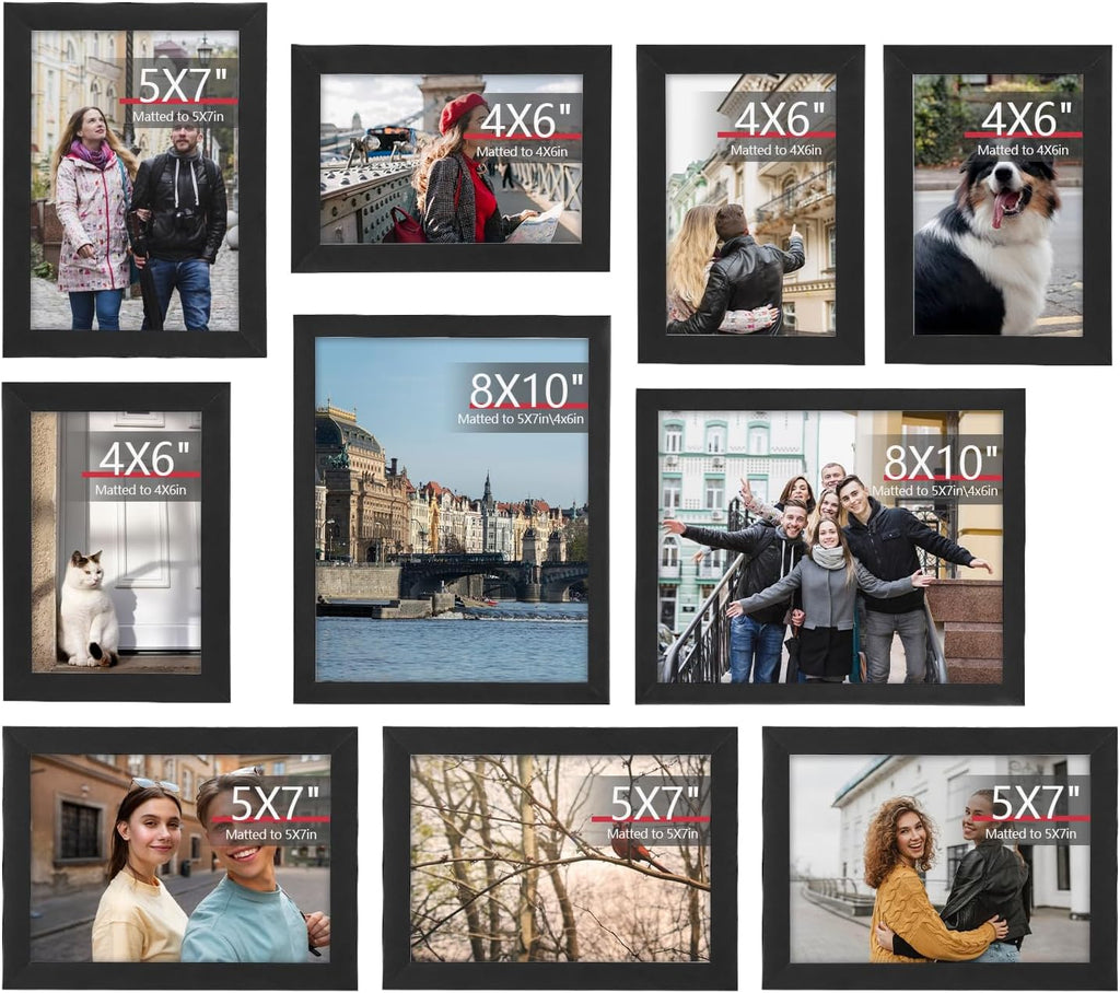 TWING Collage Picture Frames 10 Pack with Multi Size, Sleek Home Wall Decor