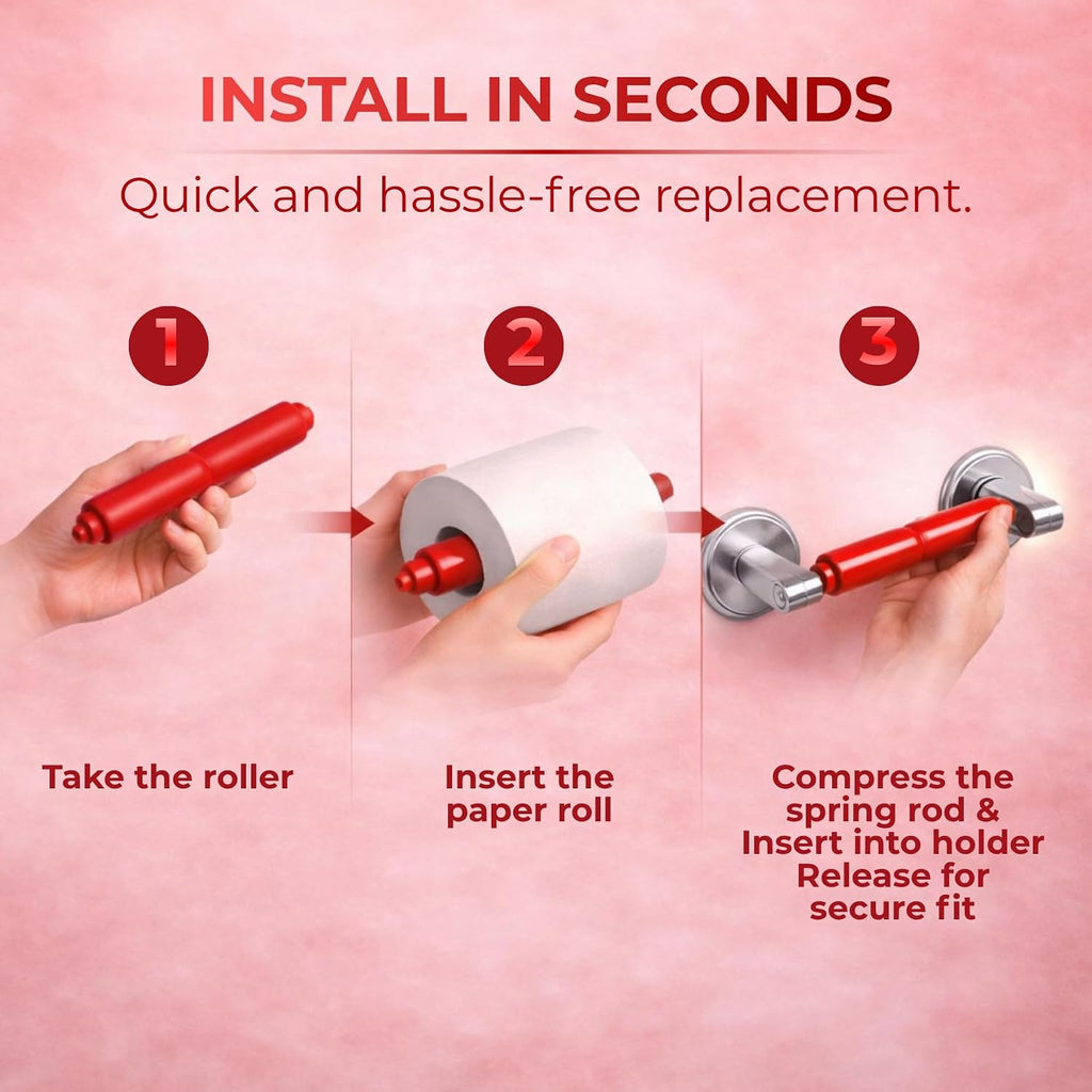 7 Inch Red Spring Loaded Toilet Paper Roll Holder Replacement Rod