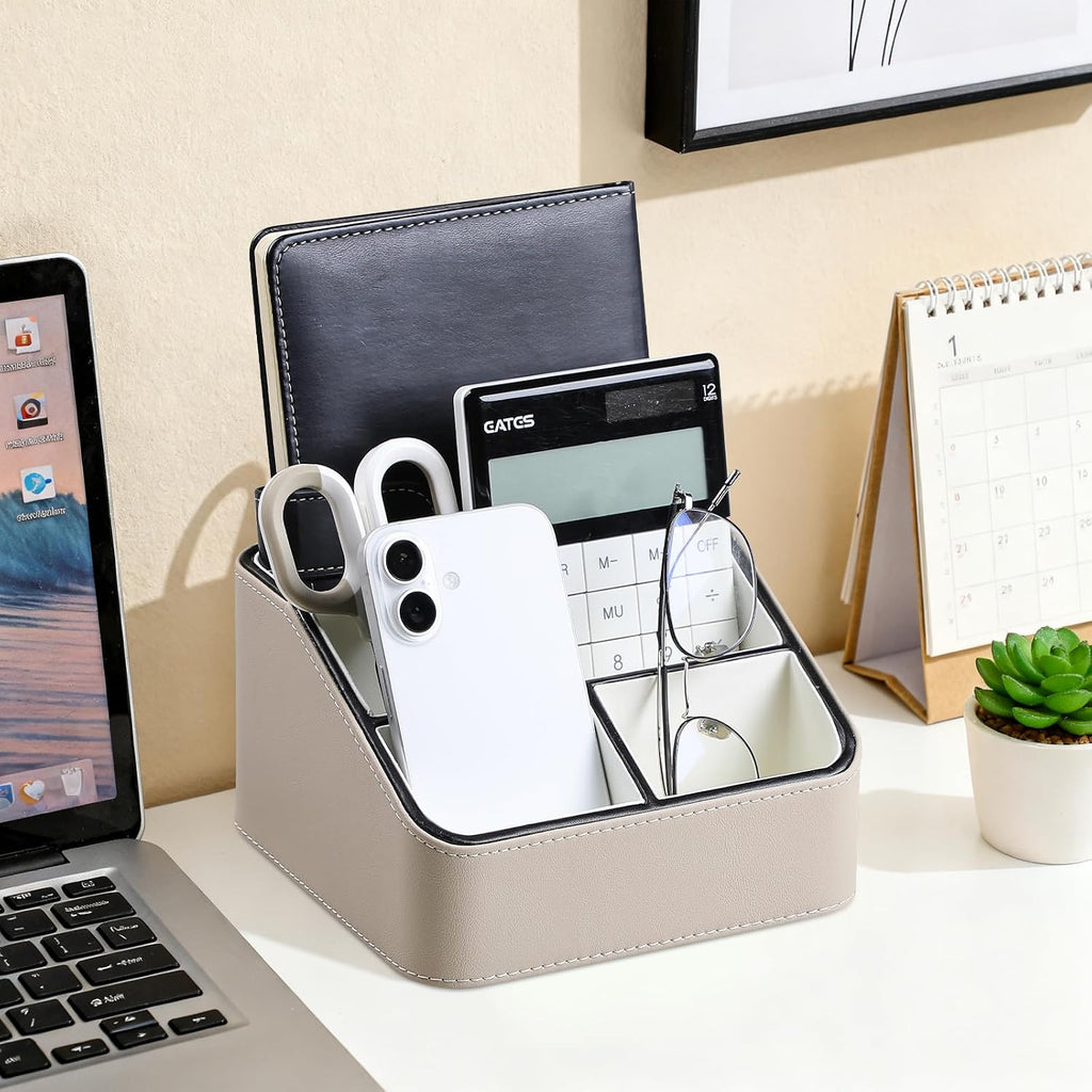 Remote Control Holder, Nightstand Organizer, Desk Caddy (Beige)