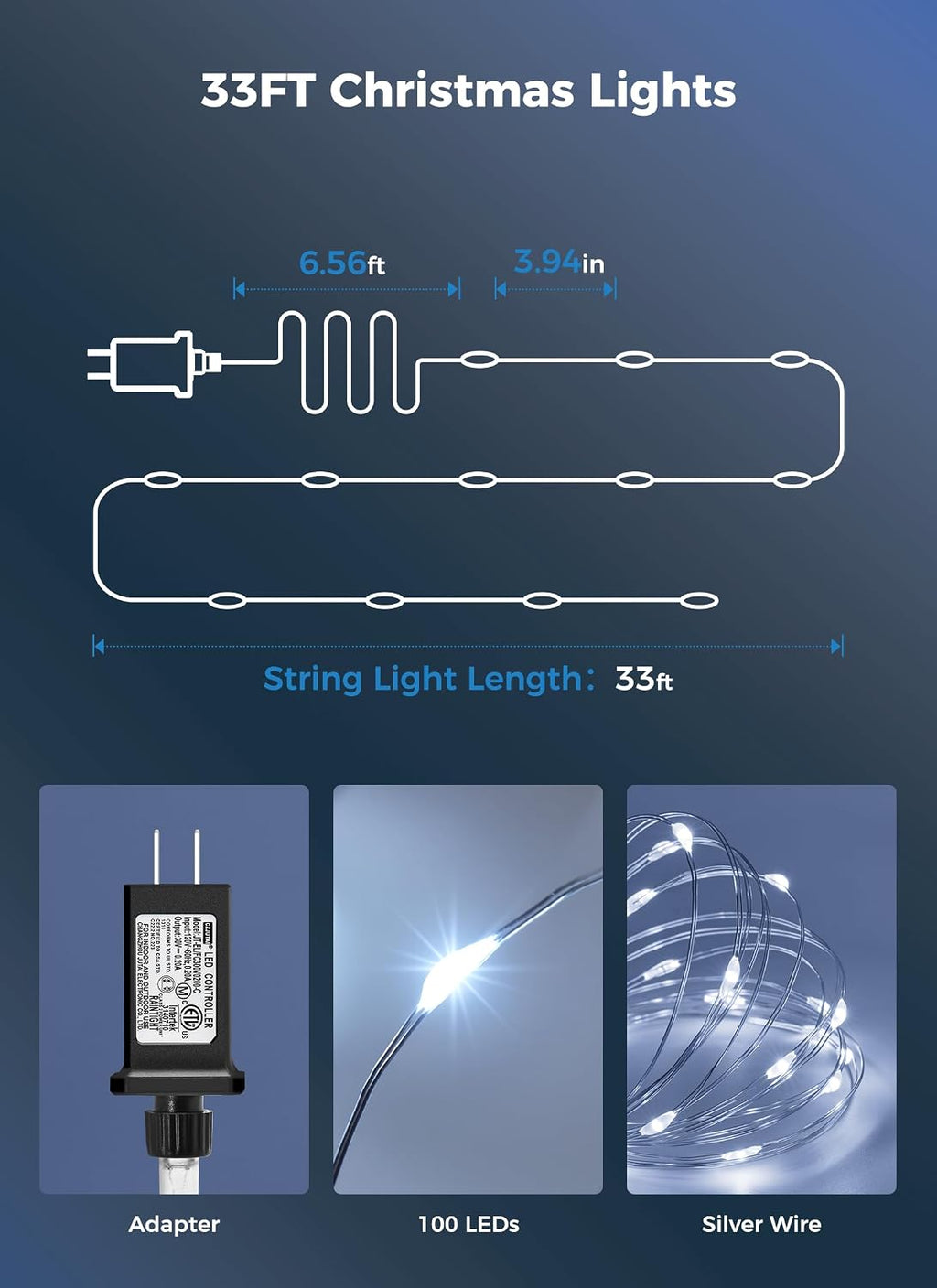 Minetom Fairy Lights Plug in, 99Ft 300LEDs String Lights for Bedroom