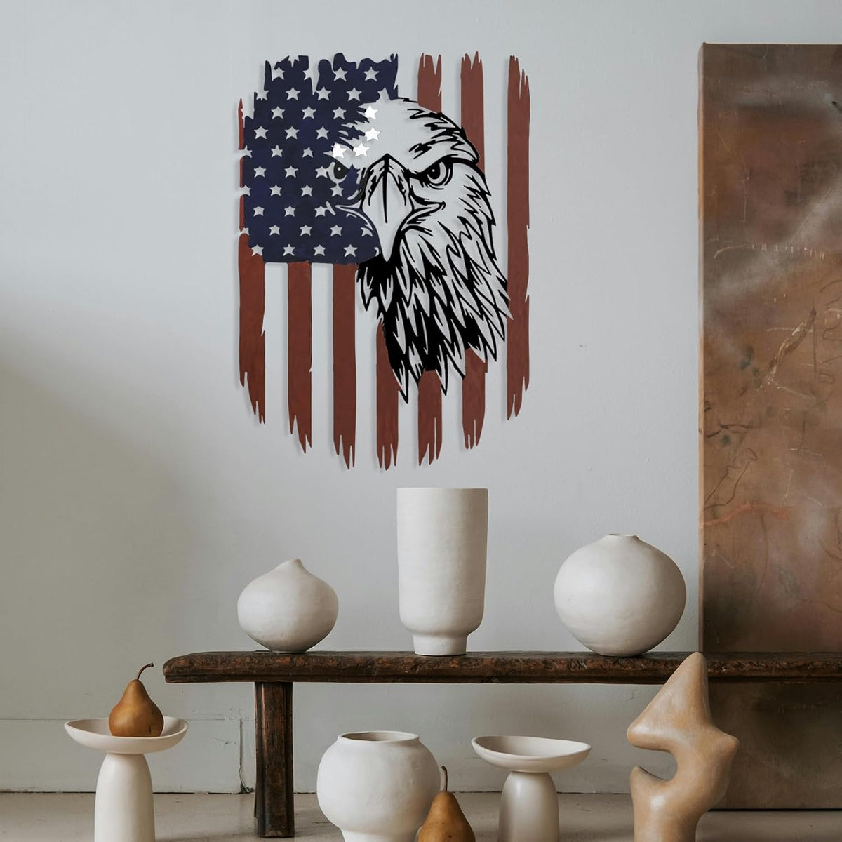 4th of July Decorations Patriotic Decor American Eagle Metal Wall Art American Flag Wall Decor Independence Day Decorations Metal Wall Decor For Home Office Living Room Indoor Outdoor ( colorful 11.2 x 16.6 In )