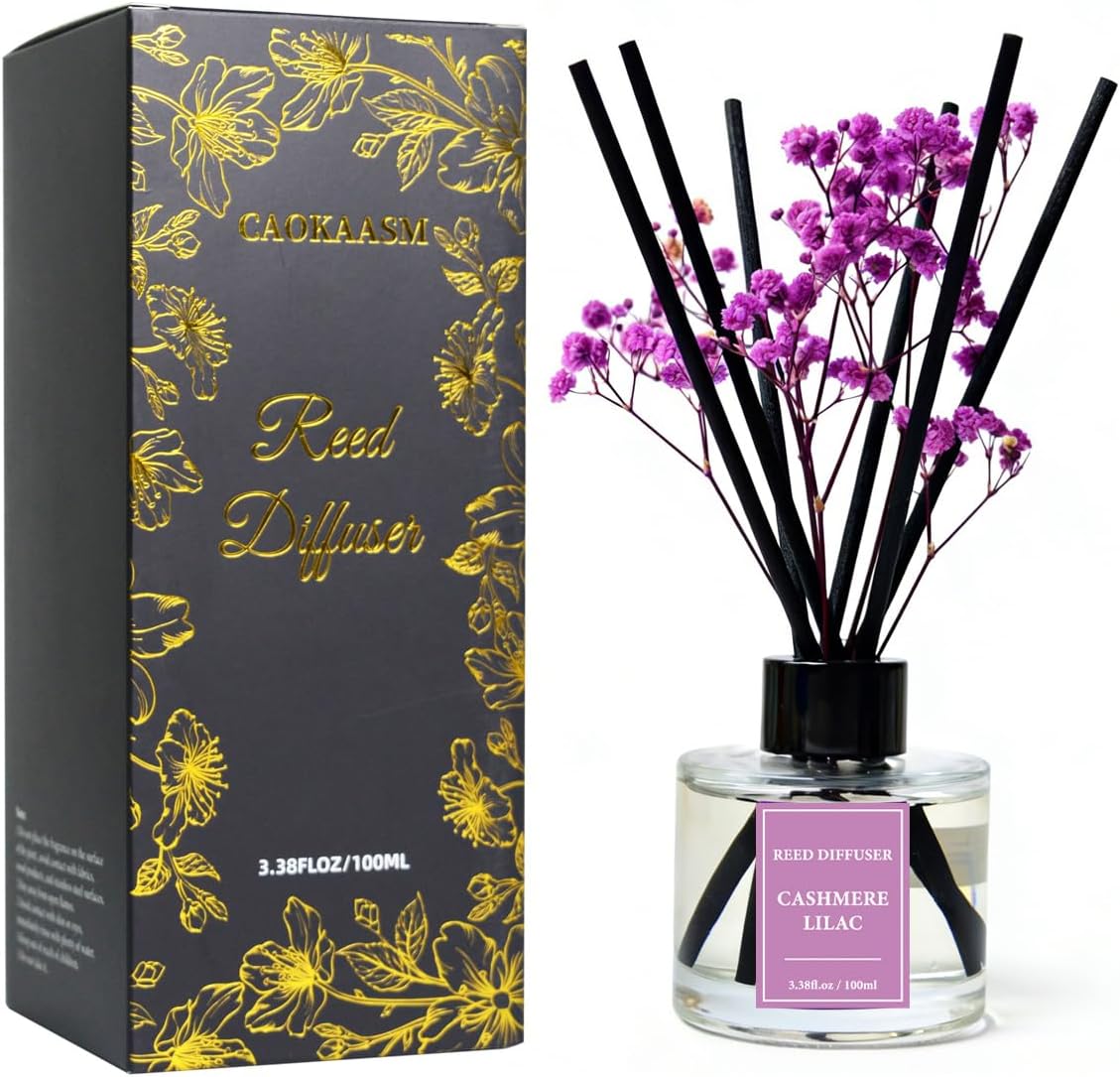 Reed Diffuser Set-Cashmere Lilac Scent 3.38 fl oz,Scent Long