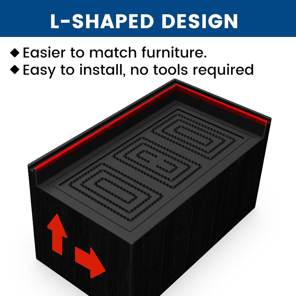 MYMULIKE Bed Risers 3 inch, 11000lbs Heavy Duty Oversized Rectangle Bed Lfits Risers, L Shape Wide Opening Furniture Risers for Couch, Desk, Chair, Soft, Platform, Dorm