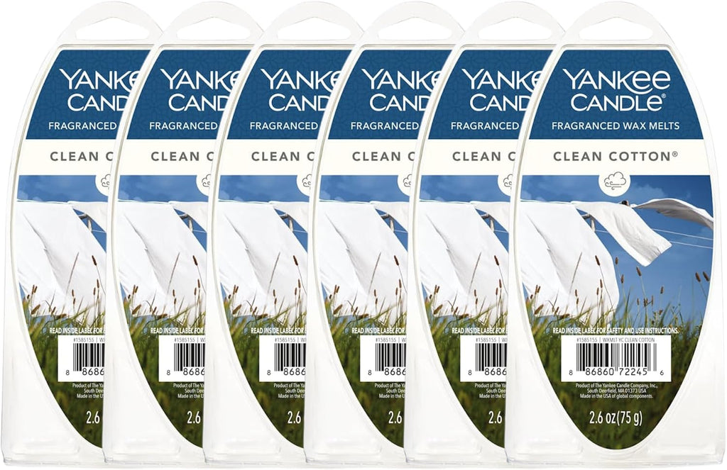Yankee Candle Clean Cotton Fragranced Wax Melts, 6 Wax Spheres per Package, Pack of 6 (36 Cubes Total)
