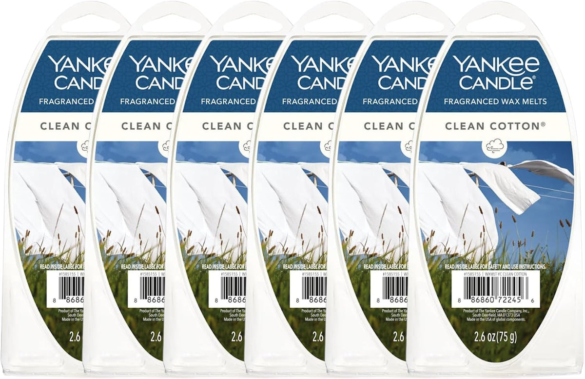 Yankee Candle Clean Cotton Fragranced Wax Melts, 6 Wax Spheres per Package, Pack of 6 (36 Cubes Total)