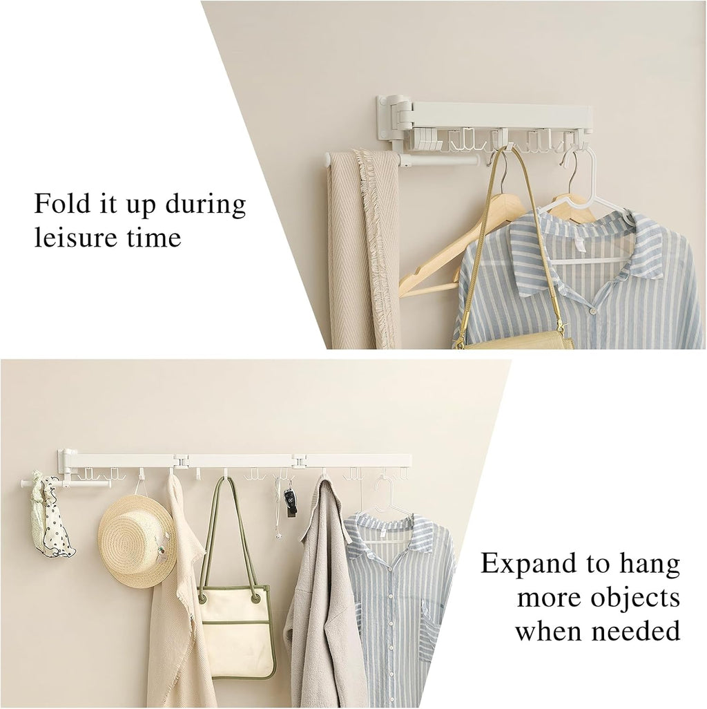 RFOUO Wall Mounted Clothes Drying Rack Tri-Fold, White