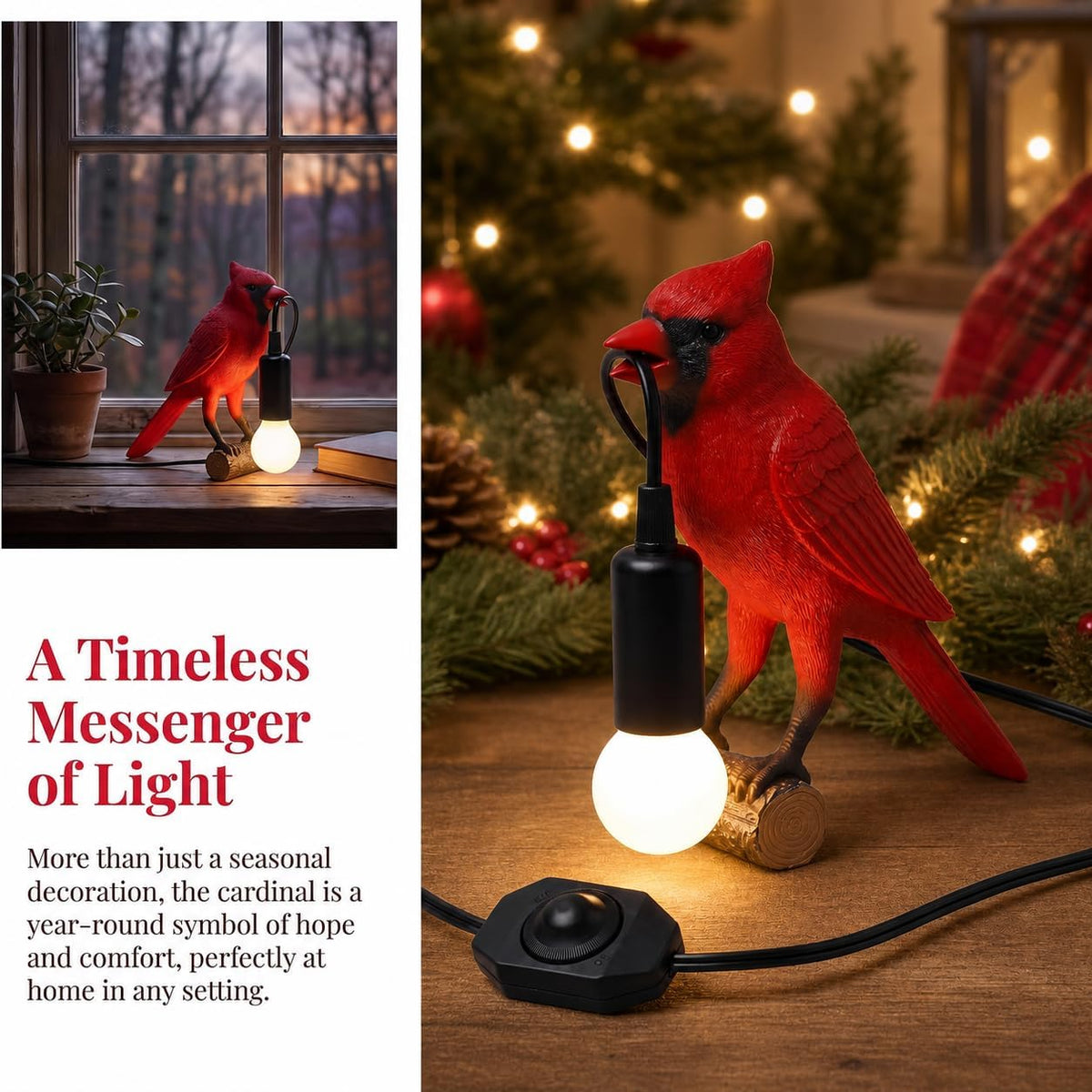 OVANUS Cardinal Lamp, Dimmable Red Cardinal Night Light for Bird Lovers