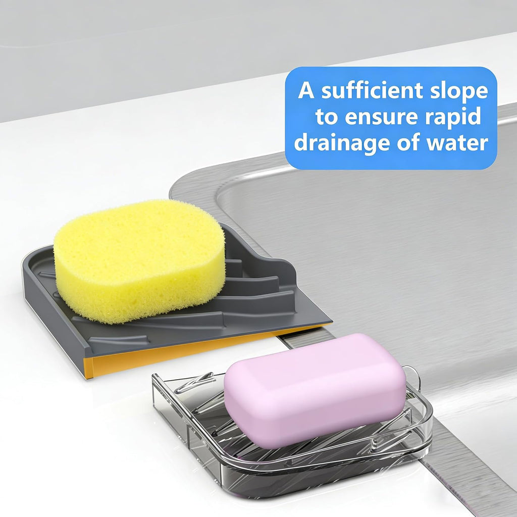 Sponge Holder for Kitchen Sink,8"x 4",Dish Sponge Holder Soap Tray