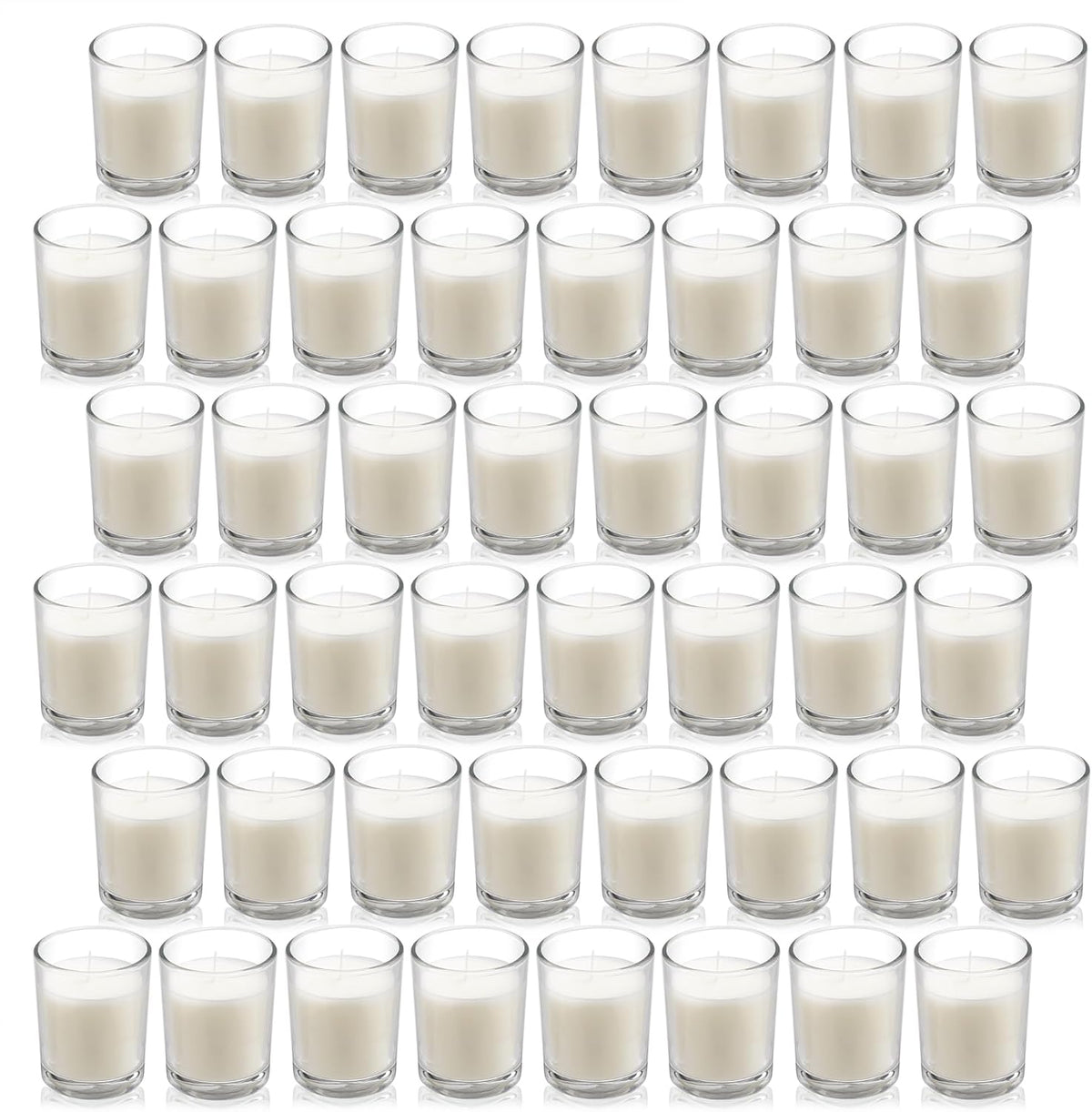 Housecret 48 Pack Warm White Unscented Clear Glass Filled Votive Candles. Hand Poured Wax Candle Ideal Gifts for Aromatherapy Spa Weddings Birthdays Holidays Party