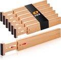 Fabsome Drawer Divider 6 Pack, Bamboo Kitchen Dividers Organizers Adjustable 17''-22'', Wooden Dresser Separators for Nursery Organization Clothes Socks Underwear Baby Clothing, with Soft Foam Ends