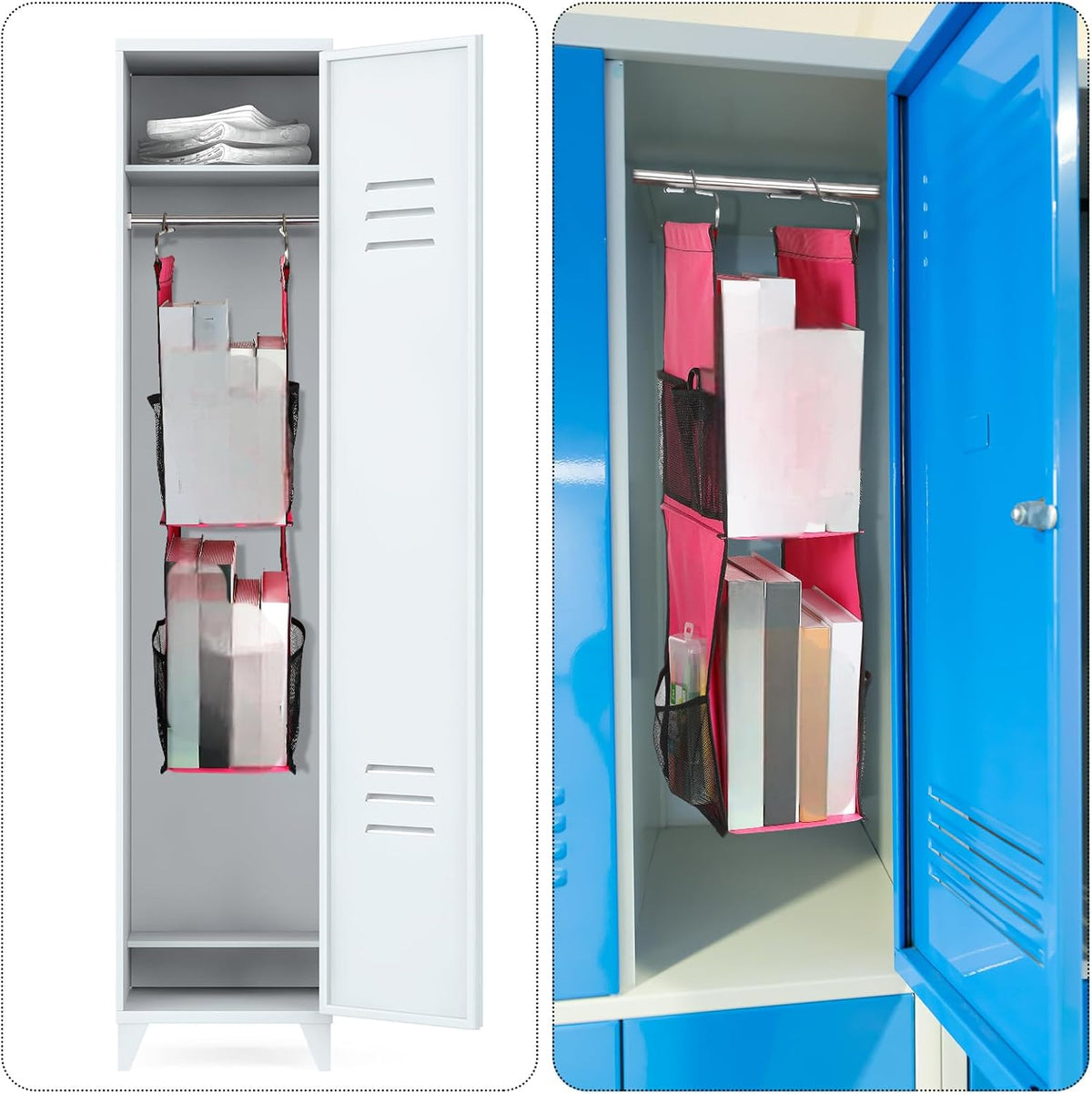 1 PC Hanging Locker Organizer 2 Layer Shelves, Rose Red