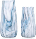 Ceramic Vase Set of 2, Blue and White Wave Vases Coastal Decor
