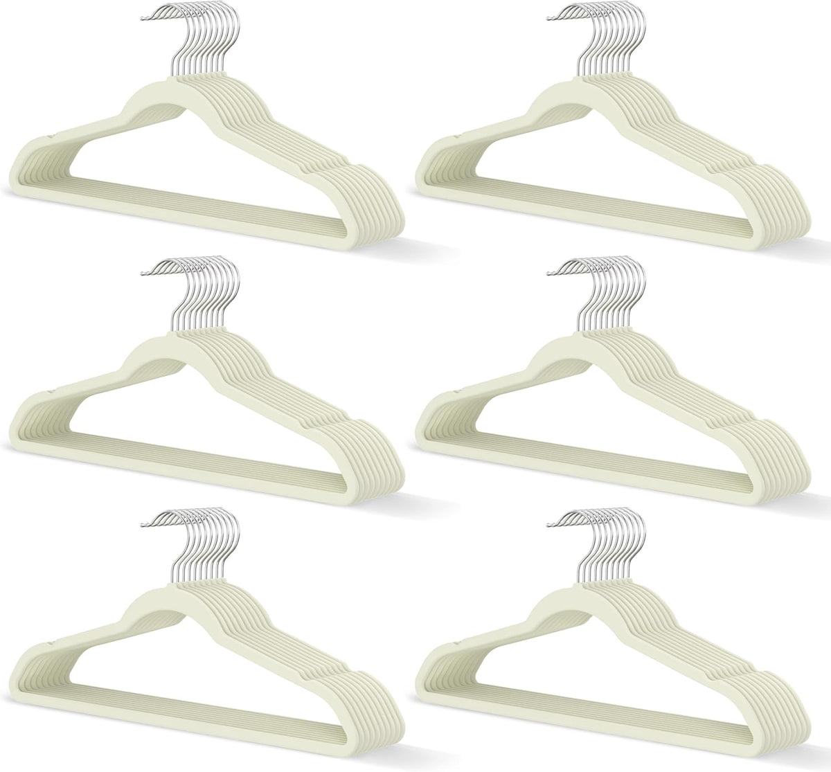New Premium Velvet Hangers 60 Pack, Non Slip Clothes Hangers, Ivory