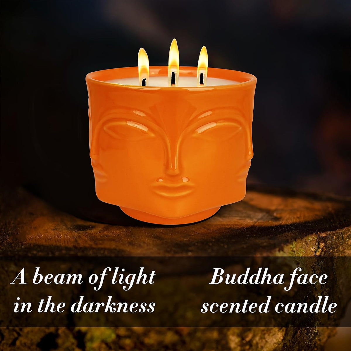 Strong Pumpkin 3 Wick Orange Large Candle, 20oz, Ceramic, Outdoor Scented Candles, 100% Soy, for Home Scented, Yoga, Meditation, Patio, Table Decor, Beautiful Candle Jars