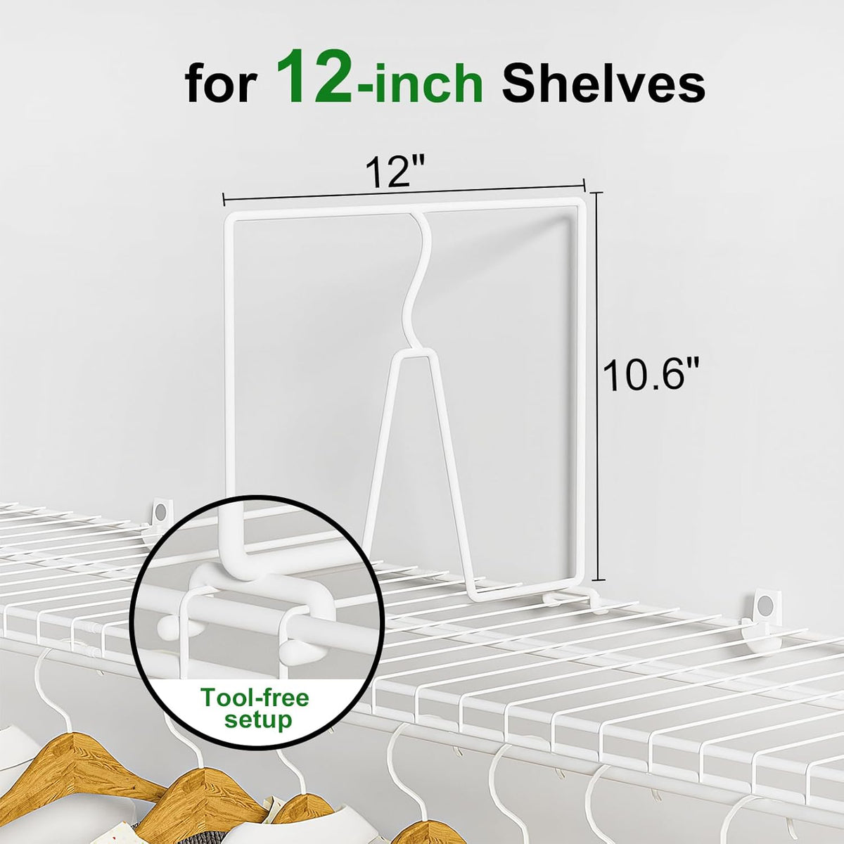 SortNStore Wire Shelf Dividers for Closet: Tall 10.6in x Deep 12in, 16 Pack