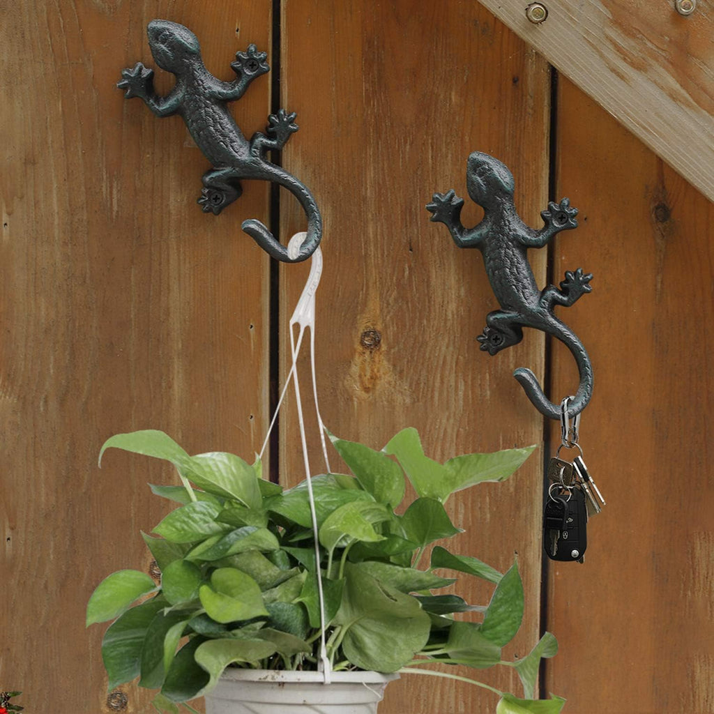 Gecko Towel Hooks, Cast Iron Coat Hook, Rustic, 3Pcs