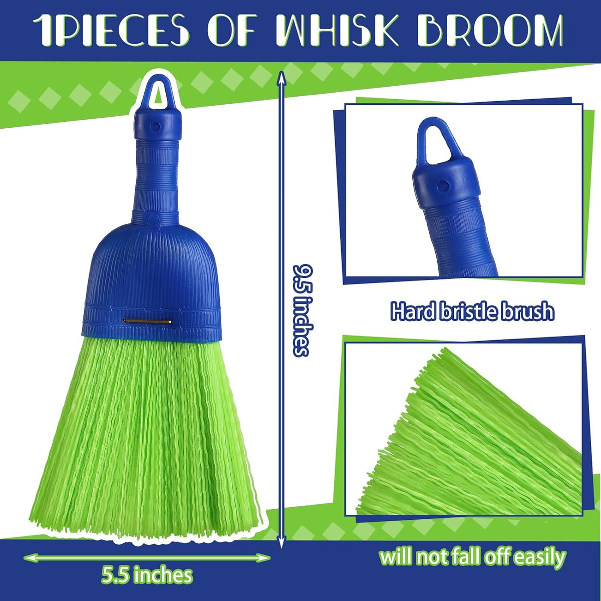 Domensi 4 Pcs Whisk Broom Poly Fiber Hand Brush with Hang Hole Car Cleaning