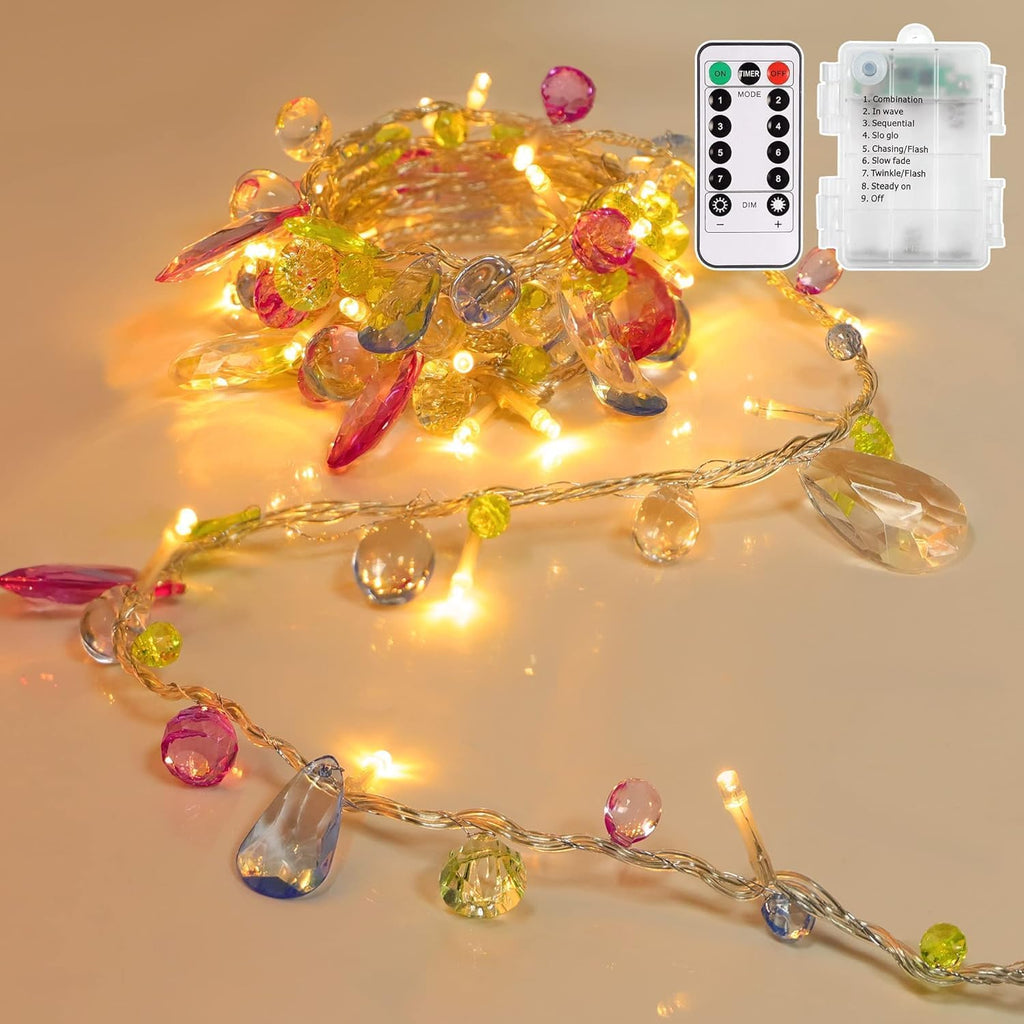 Battery Fairy String Lights Acrylic Gems Jewels String Lights with Remote