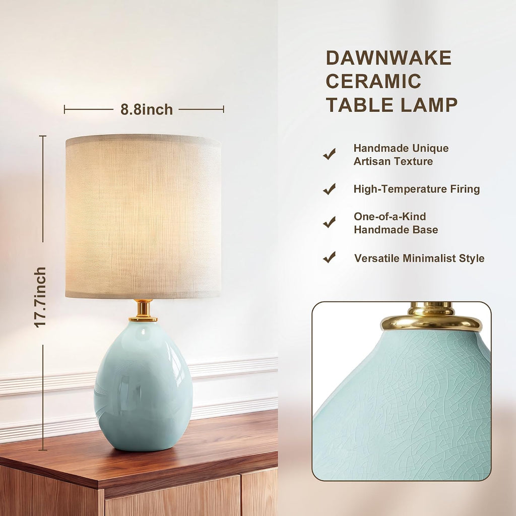 Dawnwake 17.7" Ceramic Table Lamps Set of 2 for Living Room Bedroom, Blue