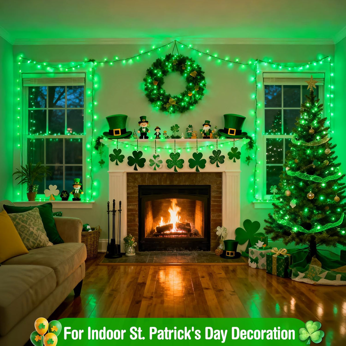 JMEXSUSS 250 LED Green String Lights - 91.5ft Christmas Lights Outdoor Waterproof, 8 Lighting Modes, Connectable Christmas Tree Light for Yard Patio Party Halloween Christmas Decorations (Pack of 2)