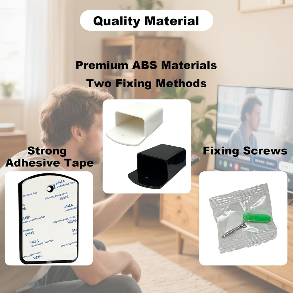 2Pcs Remote Wall Mount, Adhesive Remote Control Holder for AC TV, Wall Remote Control Holder for Office Storage (1 Black & 1 White)