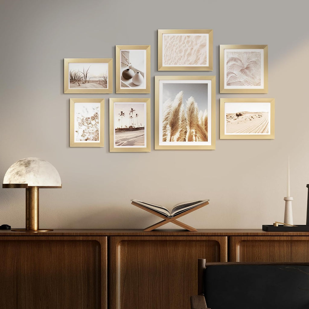 ArtbyHannah Gallery Wall Frame Set, 8 Pack Gold Picture Frames, Small