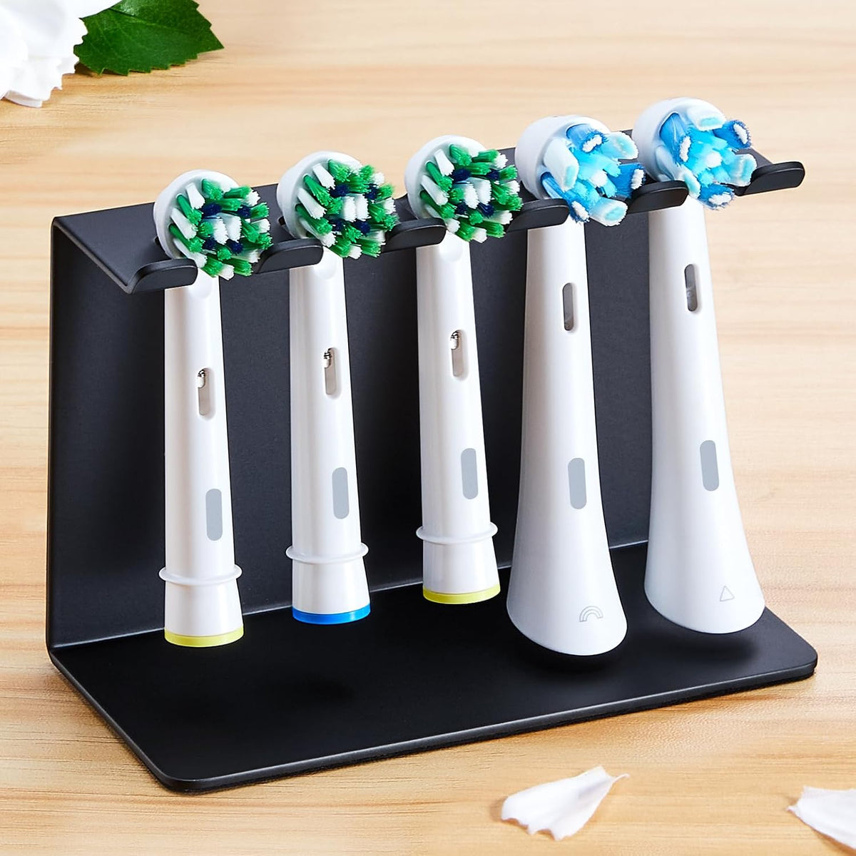 Electric Toothbrush Head Holder, Tooth Brushing Holder, Wall Mounted Toothbrush Holders Shower Bathroom, Self Adhesive or Desktop Tooth Brush Holder Organiser (Black, Medium)