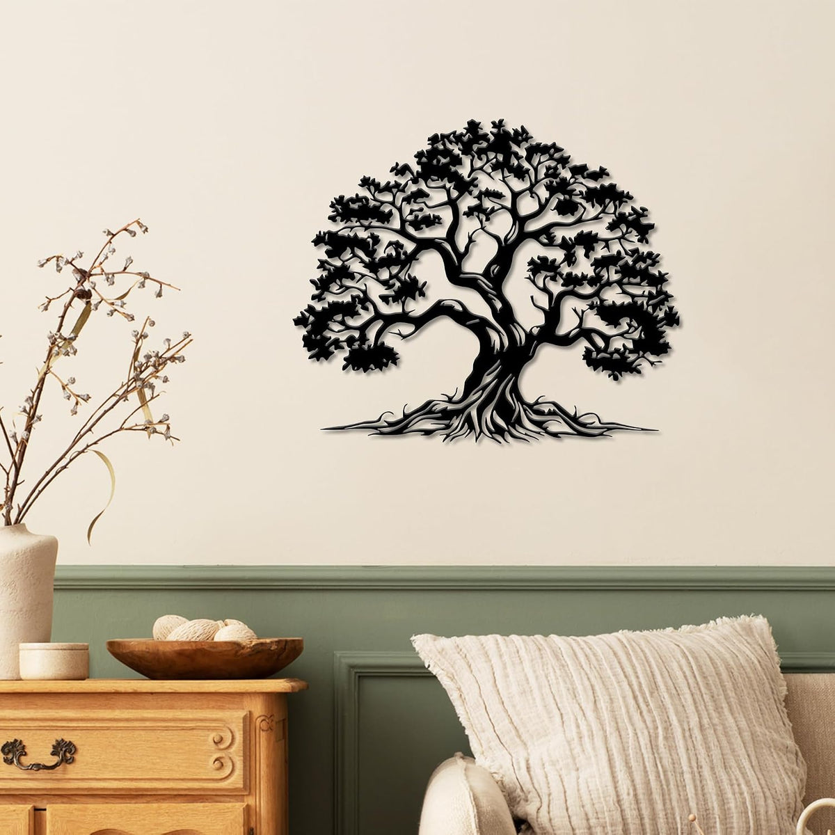 Xedatric Tree of Life Metal Wall Art Matte Black 23.6"x19.7"