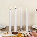 White Ribbed Flameless Taper Candles with Remote Set of 4