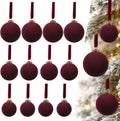 12Pcs Burgundy Velvet Ornaments, Flocked Christmas Ball Ornaments