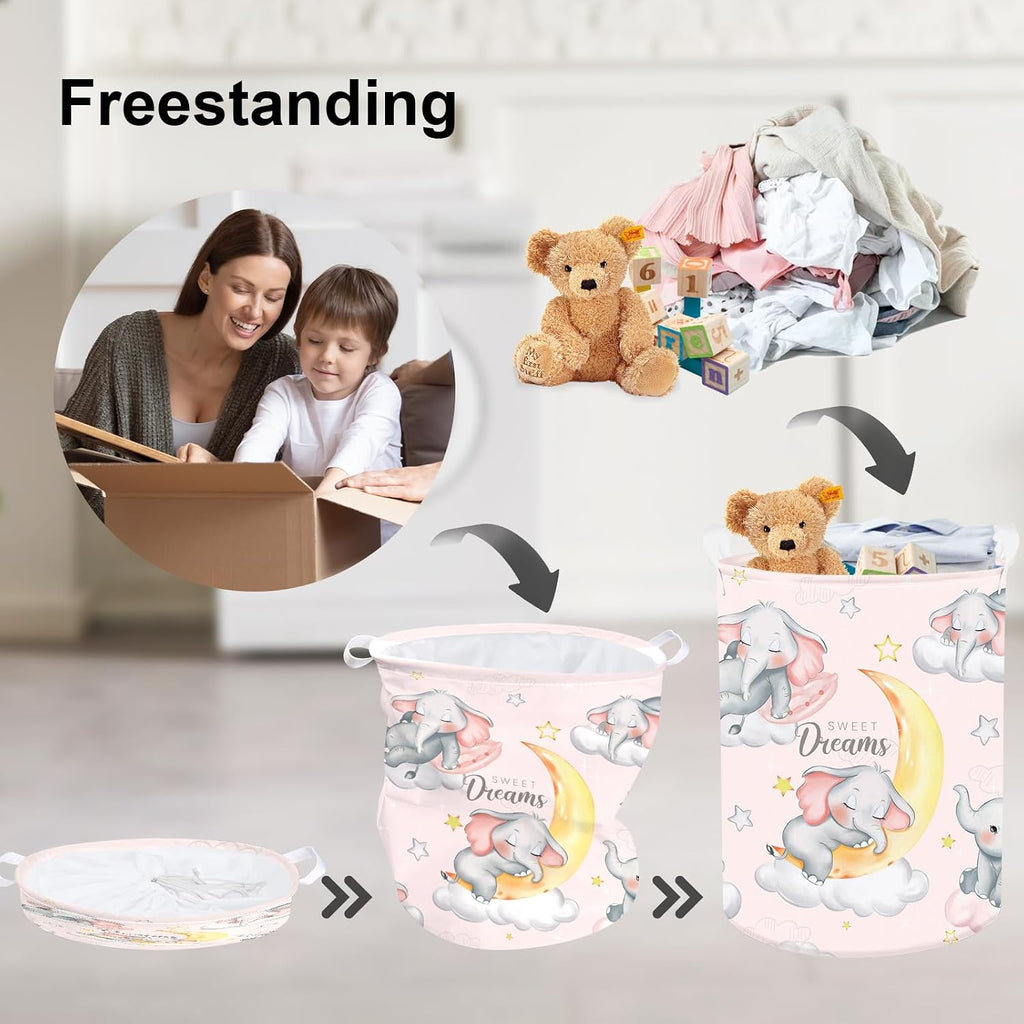 Clastyle Kid Storage Basket Sleeping Animal Foldable Laundry Hamper, 45L