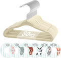 VIS'V Velvet Baby Hangers with 6 Pcs Size Dividers, 11 Inch, Beige, 30 Pcs