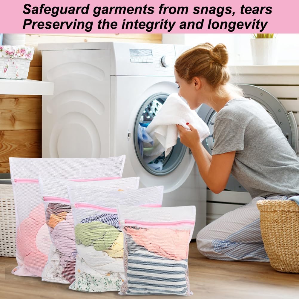 Vivifying Mesh Laundry Bags, 4 Pack, 3 Sizes, Polyester Wash Bags