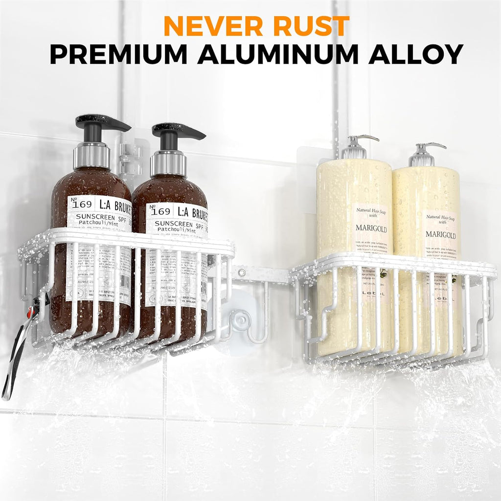 Adjustable Aluminum Shower Caddy Hanging for Handheld Showerhead, White