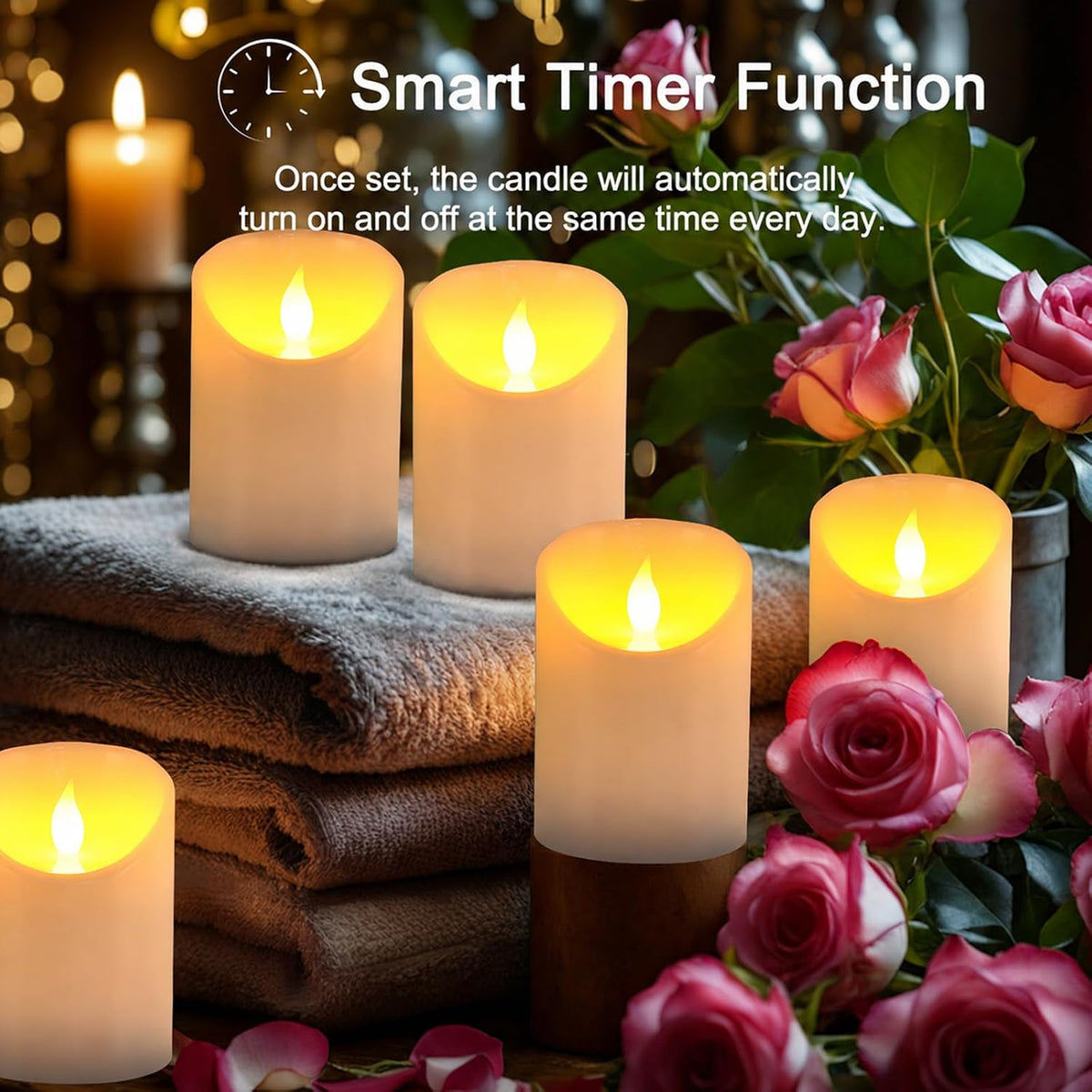 3"x4" Flickering Flameless Candles, Realistic LED Candles, Battery Operated Candles with Remote and Timers, Real Wax Electric Fake Pillar Candles for Festival Wedding Home Party Decor-2Pack