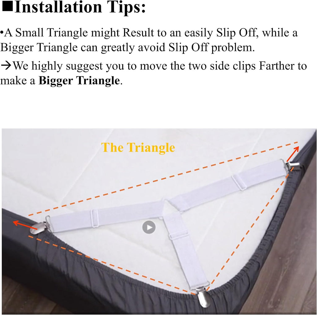 RayTour Bed Sheet Holder Straps 4 Pack - Elastic Sheet Keepers for Fitted Sheets