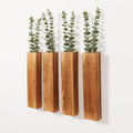 4 Pack Wooden Wall Planters with Faux Eucalyptus Stems for Wall Decor