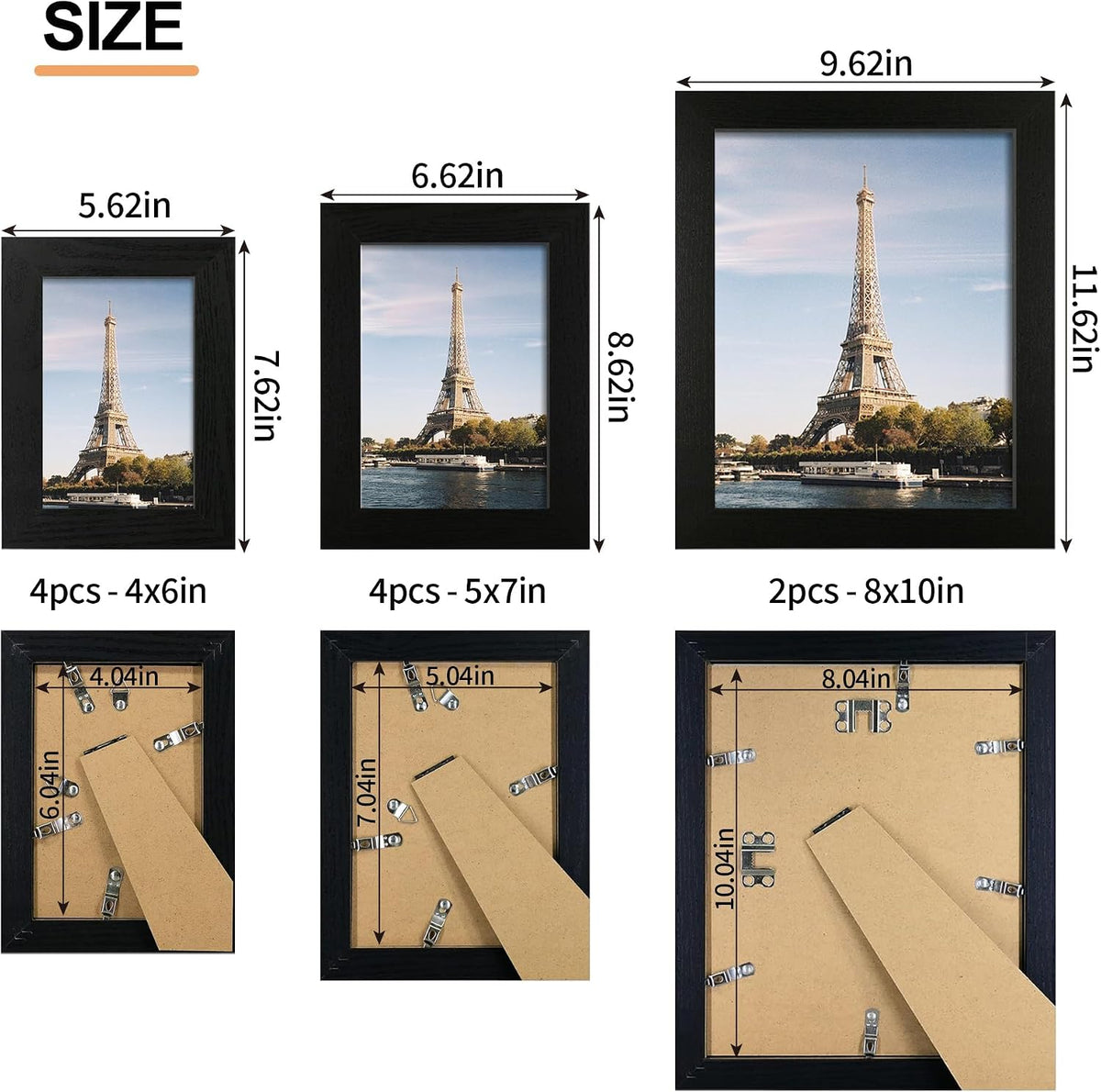 iRahmen Collage Picture Frames Set of 10,HD Real Glass,Rustic Wood,Black
