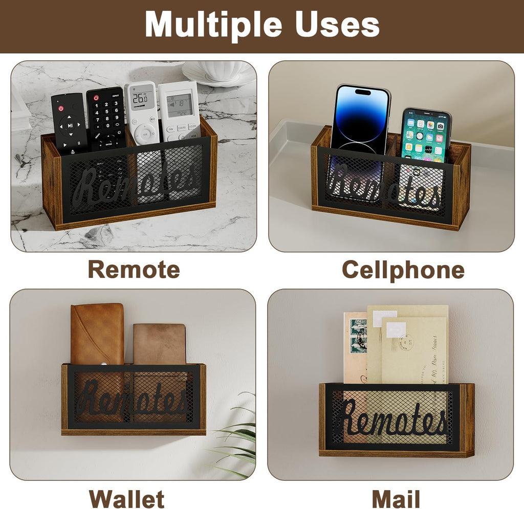 YINMIT Remote Control Holder,2-Slot TV Remote Caddy,Wall Mount and Tabletop