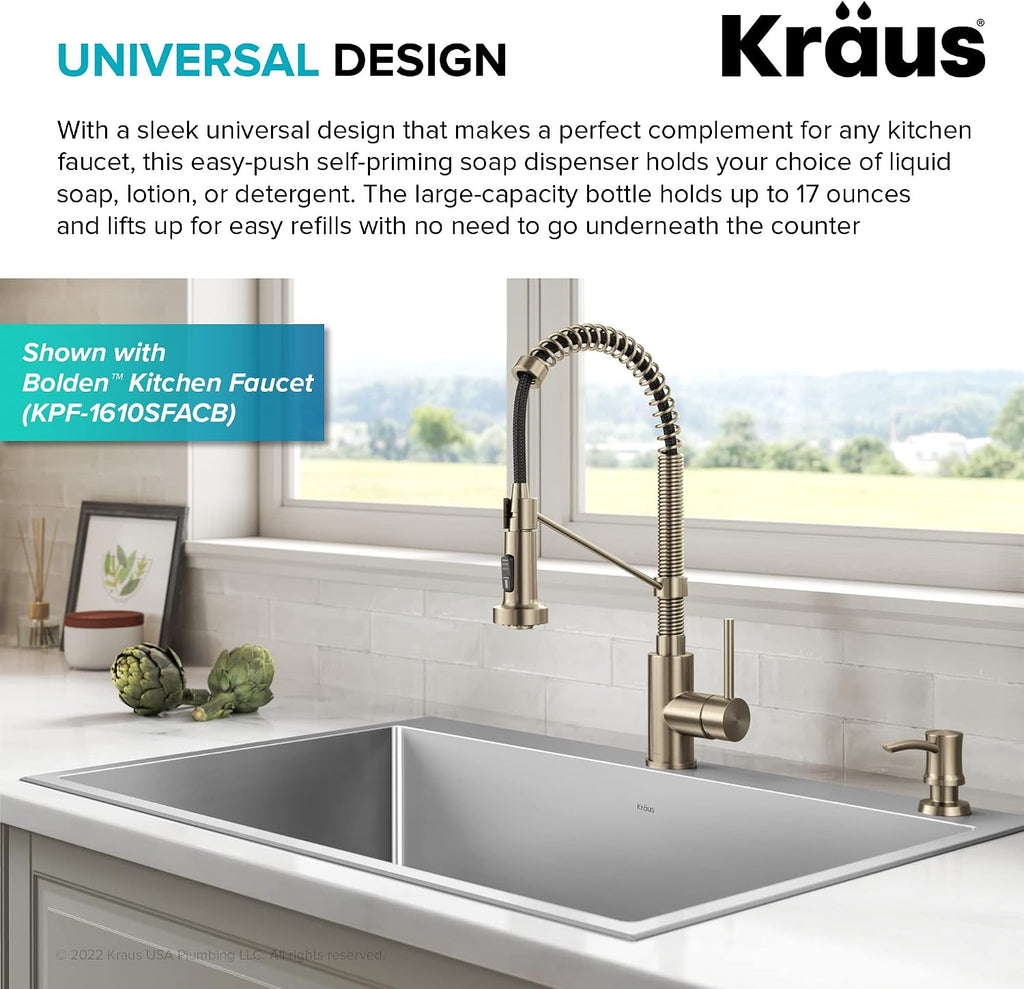 KRAUS Kitchen Soap and Lotion Dispenser in Spot Free Antique Champagne Bronze, KSD-54SFACB