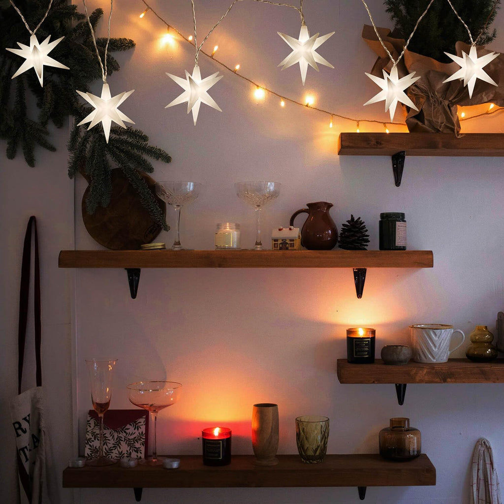 Leejec 4.4" Mini Moravian Star String Light, 10-Light Warm Advent Stars