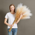 7 Pcs Faux Pampas Grass-45 Inches/3.75ft Large Boho Decor Fluffy Artificial Pompas Grass Décor Tall Vase Filler for Home Wedding Decoration (Beige Gradient, 7)