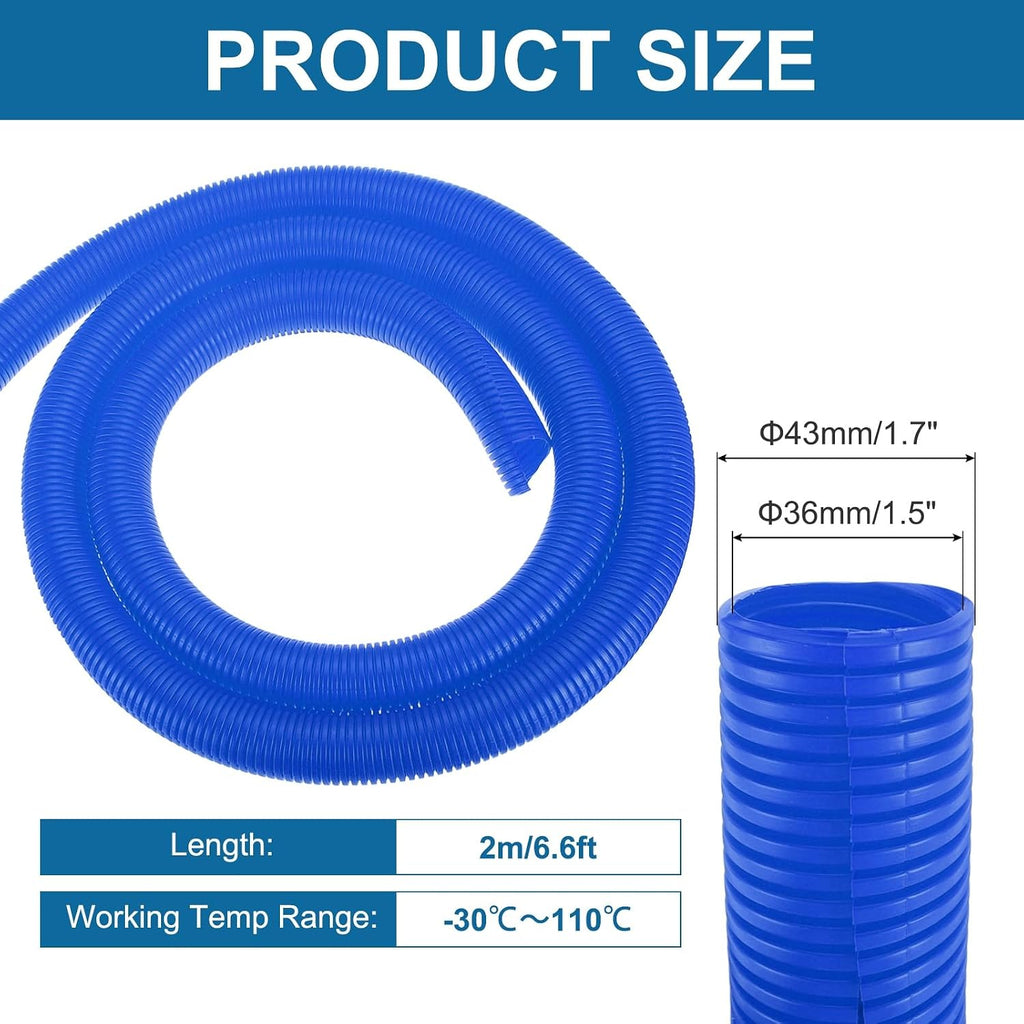 MECCANIXITY 1 1/2" 6.6ft Split Wire Loom Tubing w/Installation Tool Blue