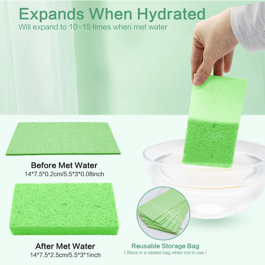 Large Cellulose Sponges, Kitchen Sponge for Dish, Thick Heavy Duty Scrub Pads, Non-Scratch Scrubber for Household/Cookware/Bathroom/Office/Boat 5.5" x 3" x 1" (7 Pack) Green