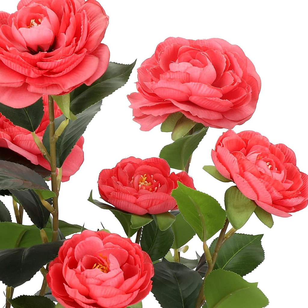 Romantic Season 2FT Pink Artificial Camellia Tree 2Pack, Faux Camellia Plant Fake Potted Camellia Flower Tree for Modern Home Office Living Room Floor Décor