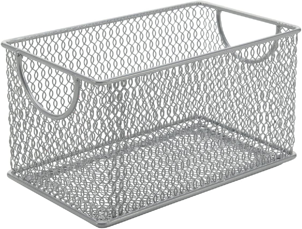 Ybm Home Mesh Storage Box, Silver Mesh Great for School Home or Office Supplies, Books , Computer Discs and More 2302 (1, Zip Box- 8 X 4.5 X 4.8 Inches)