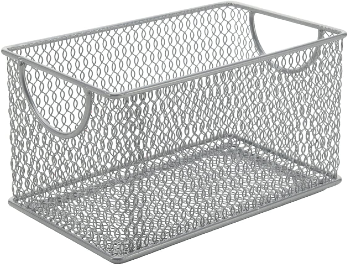 Ybm Home Mesh Storage Box, Silver Mesh Great for School Home or Office Supplies, Books , Computer Discs and More 2302 (1, Zip Box- 8 X 4.5 X 4.8 Inches)
